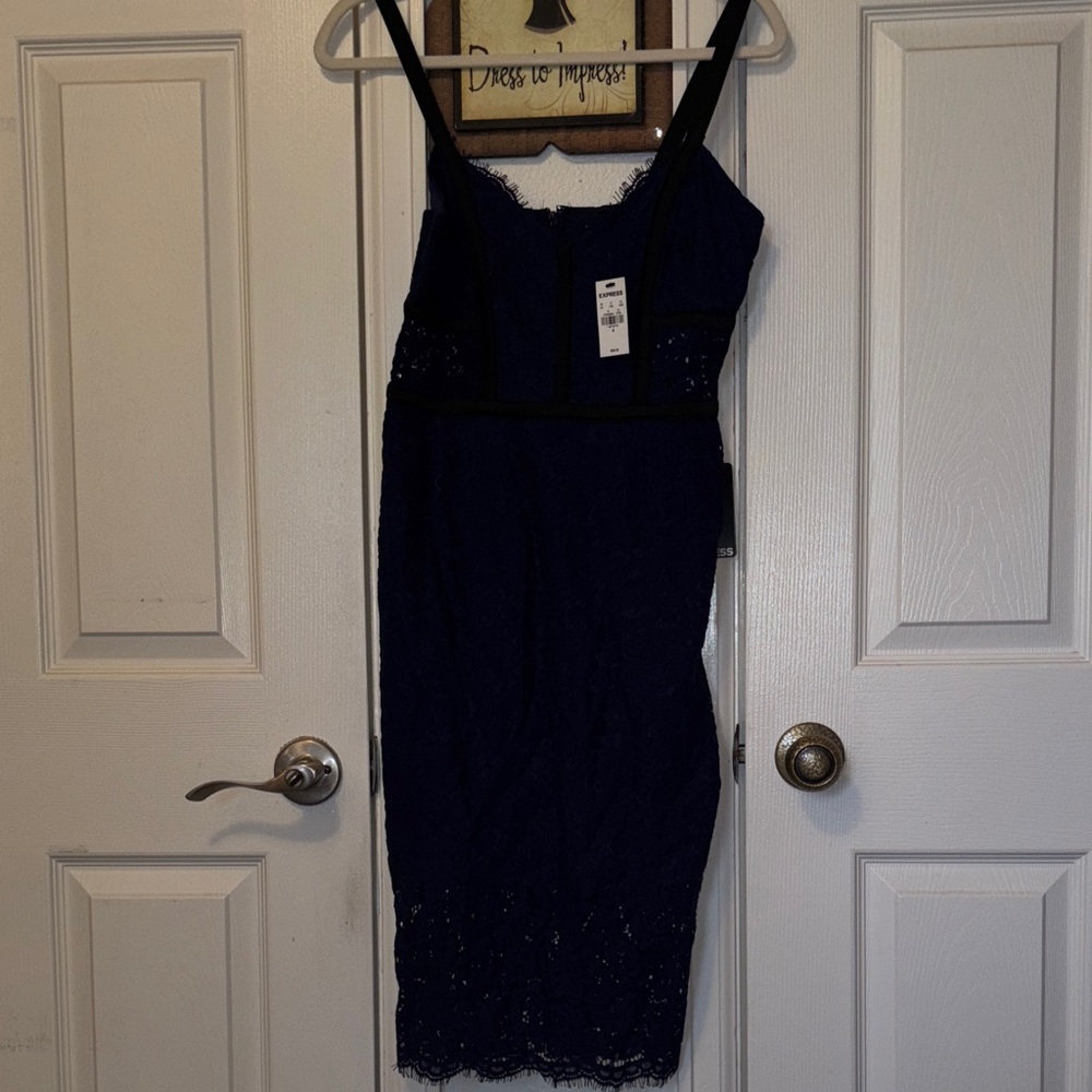 Express Midnight Blue Lace Midi Dress